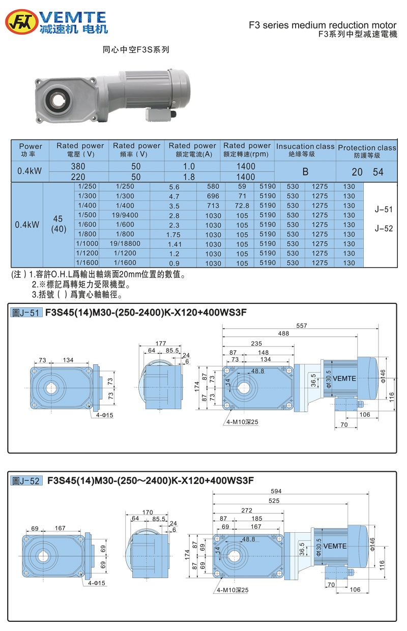 標準型大速比帶電機0.4KW-空心軸