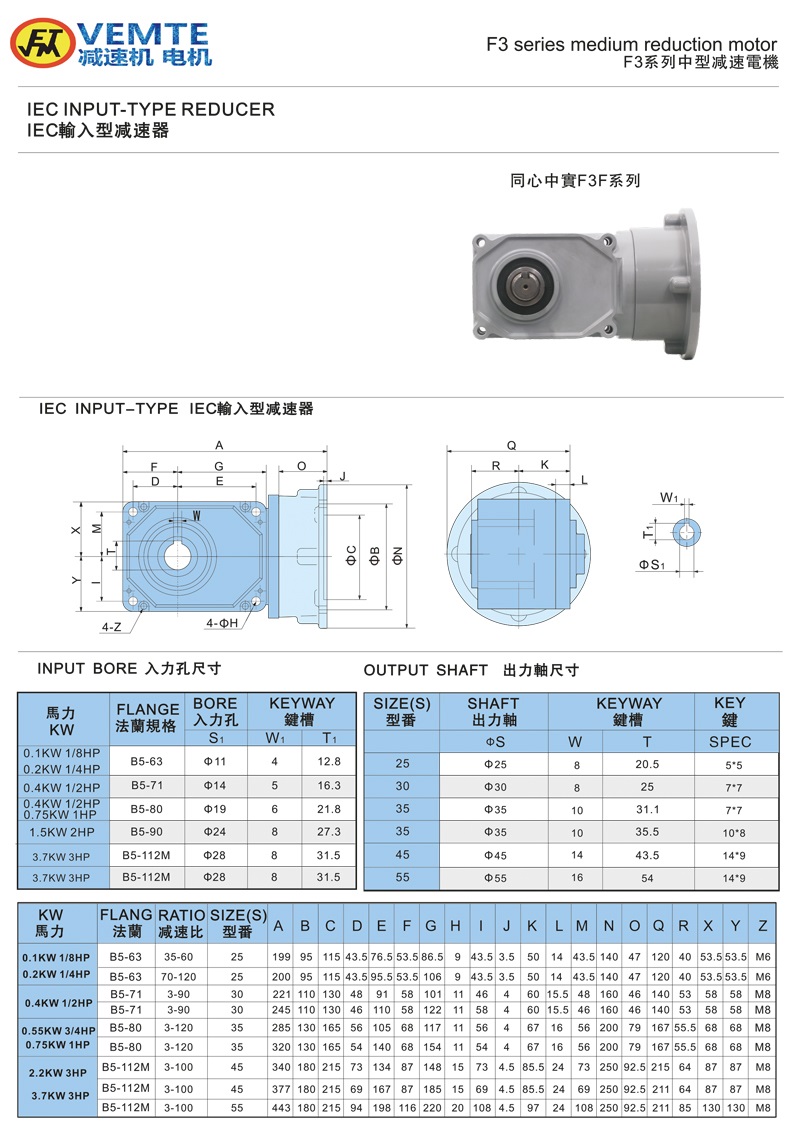 標(biāo)準(zhǔn)型法蘭入軸出通用款0.1-3.7KW