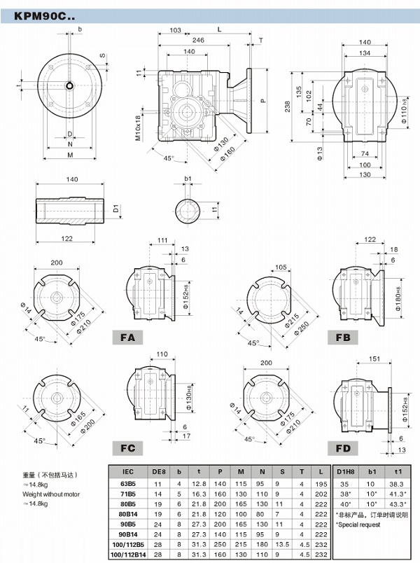 KPM90減速機尺寸圖